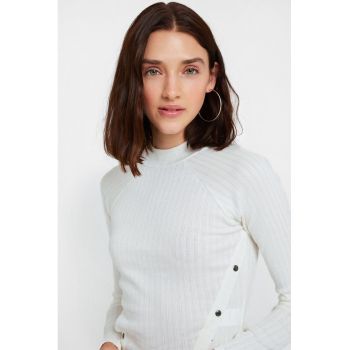 Bluza crop din bumbac cu guler inalt
