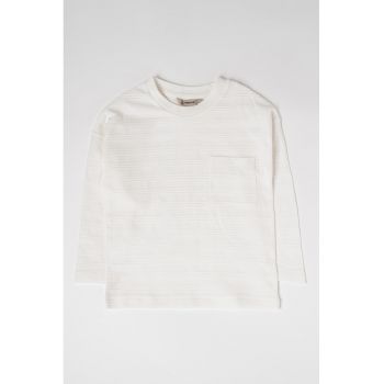 Bluza de bumbac cu aspect texturat