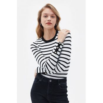 Bluza din bumbac cu model in dungi