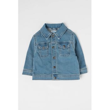 Jacheta de denim cu buzunare pe piept