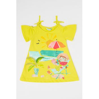 Rochie din amestec de bumbac - cu imprimeu