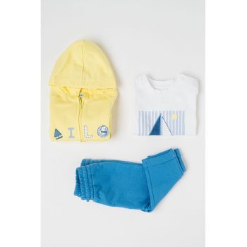 Set de pantaloni - hanorac si tricou de bumbac