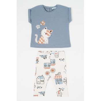 Set de pantaloni si tricou din amestec de bumbac - 2 piese