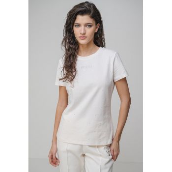Tricou din bumbac cu strasuri