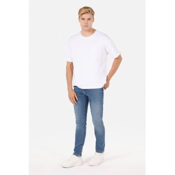 Blugi slim fit cu aspect decolorat