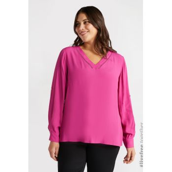 Bluza cu decolteu in V si garnituri cu decupaj