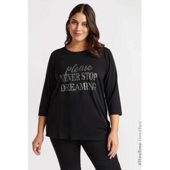 Bluza cu text si maneci 3/4