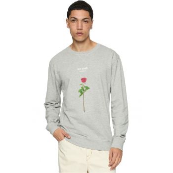 Bluza de trening unisex cu imprimeu si decolteu la baza gatului