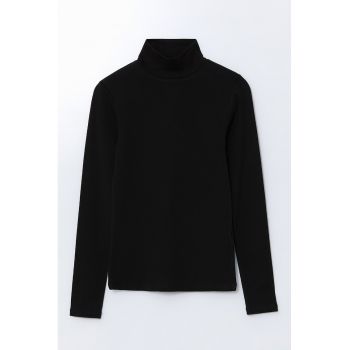 Bluza extra slim fit cu guler inalt