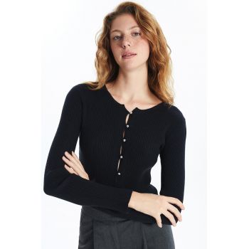 Cardigan crop cu aspect striat