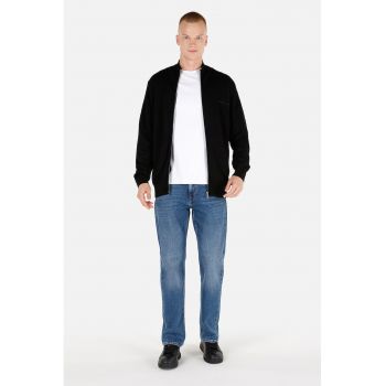 Cardigan cu guler inalt si fermoar