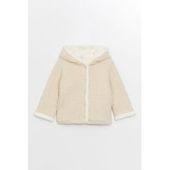 Cardigan tricotat cu snur interior din material teddy