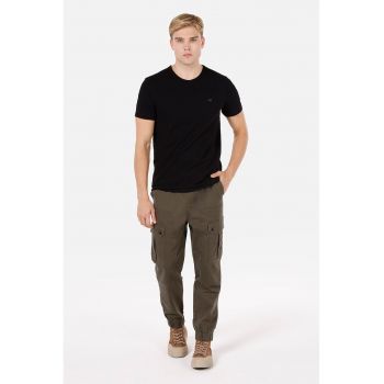 Pantaloni din amestec de bumbac cu cordon in talie