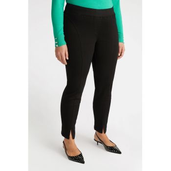 Pantaloni din amestec de bumbac cu slit frontal
