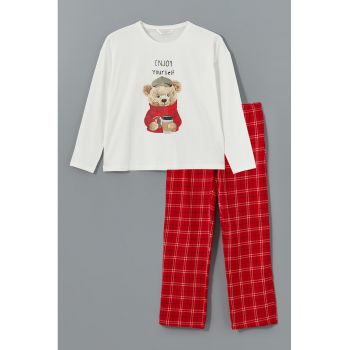 Pijama de bumbac cu imprimeu