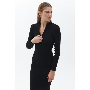 Rochie bodycon midi cu fenta cu fermoar