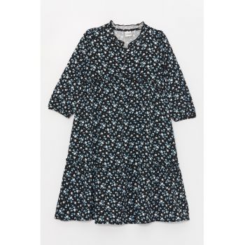 Rochie evazata din viscoza cu model floral