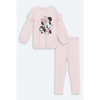 Set de bluza si colanti cu imprimeu cu Minnie Mouse