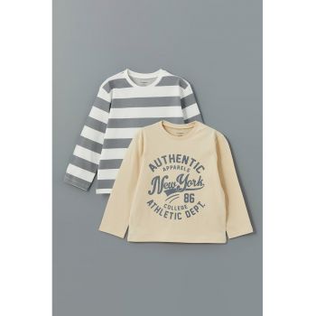 Set de bluze din bumbac cu model - 2 perechi