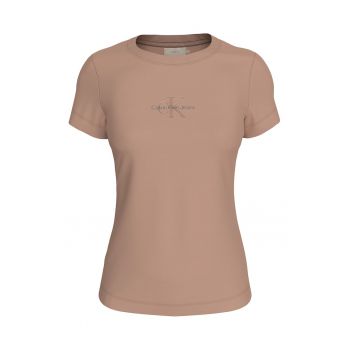 Tricou de bumbac cu decolteu la baza gatului