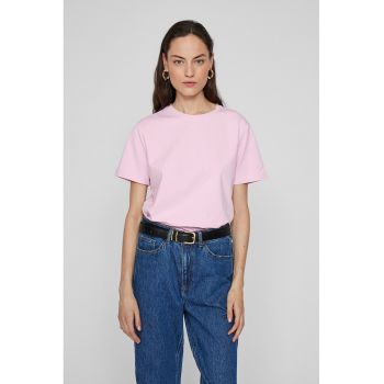 Tricou din amestec de bumbac organic cu decolteu la baza gatului