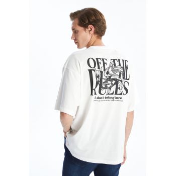 Tricou din bumbac cu imprimeu text