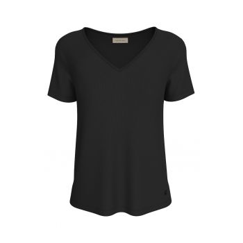Tricou din lyocell cu decolteu in V