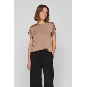 Tricou uni cu aspect satinat