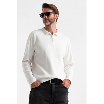 Bluza polo cu fenta cu fermoar