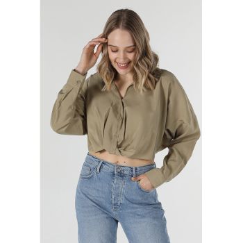 Camasa crop din amestec de lyocell
