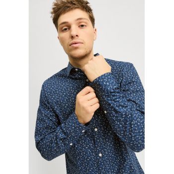 Camasa din amestec de bumbac cu model floral