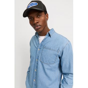 Camasa din denim cu aplicatie de firma originala