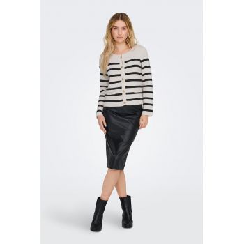 Cardigan tricotat din amestec de bumbac - cu dungi