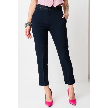 Pantaloni crop cu talie inalta