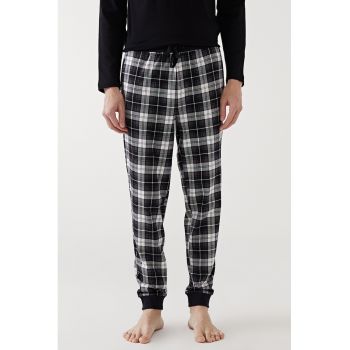 Pantaloni de pijama cu model in carouri din bumbac