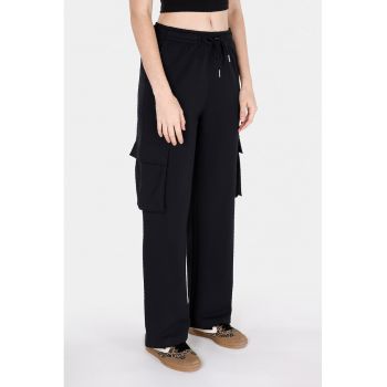 Pantaloni de trening cu croiala ampla si talie inalta