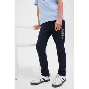 Pantaloni de trening slim fit cu logo si snur