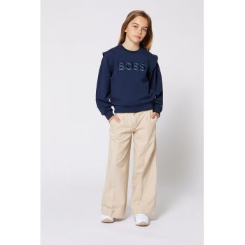 Pantaloni din amestec de in cu croiala ampla si buzunare