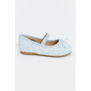Pantofi din material textil cu detaliu cu funda