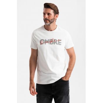 Tricou de bumbac cu decolteu la baza gatului
