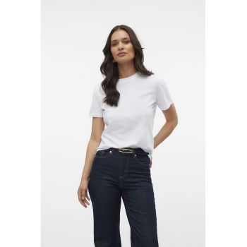 Tricou de bumbac organic cu decolteu la baza gatului