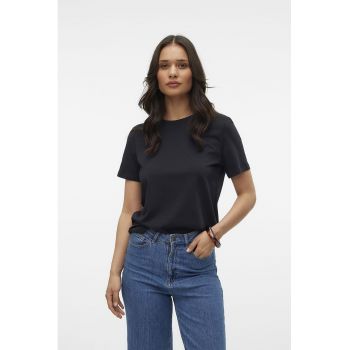 Tricou de bumbac organic cu decolteu la baza gatului