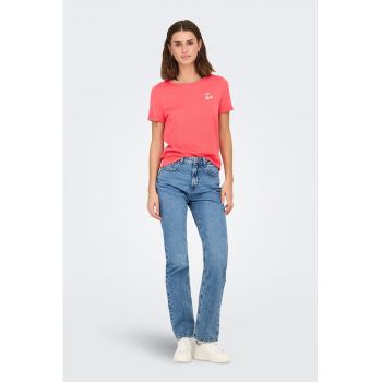 Tricou de bumbac organic cu decolteu la baza gatului