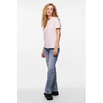 Tricou de bumbac organic cu decolteu la baza gatului