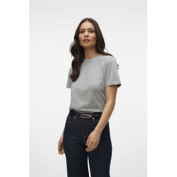 Tricou de bumbac organic cu decolteu la baza gatului