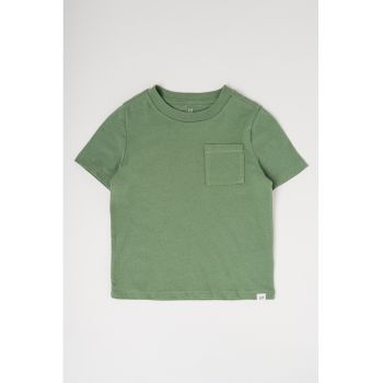 Tricou din bumbac cu decolteu la baza gatului