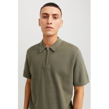 Tricou polo cu fermoar scurt