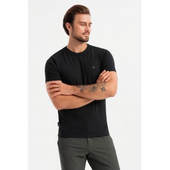 Tricou slim fit din amestec de bumbac cu decolteu rotund