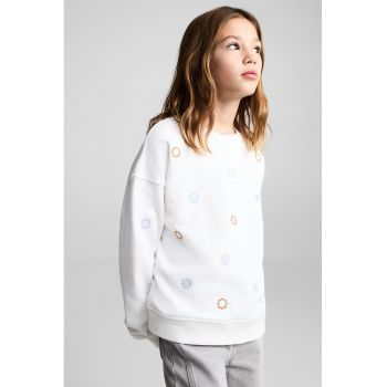 Bluza de trening din bumbac cu broderii florale