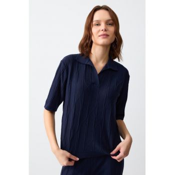 Bluza texturata cu maneci scurte